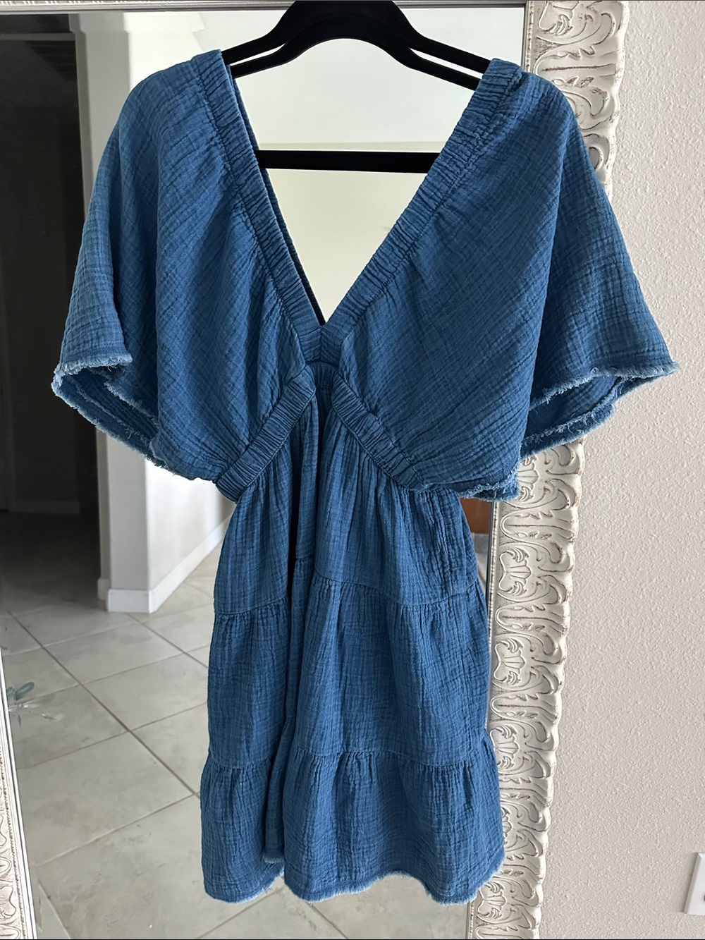 Aerie Gauze V-Neck Tiered Summer Dress